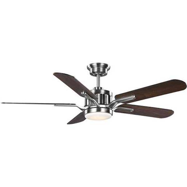 54" Brushed Nickel 5 Blade Remote Control LED Ceiling Fan