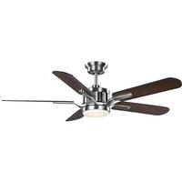 Progress Lighting 54" Brushed Nickel 5 Blade Remote Control LED Ceiling Fan