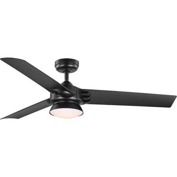 52" Black 3 Blade Indoor Remote Control LED Ceiling Fan