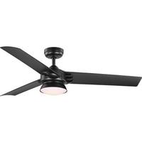 Progress Lighting 52" Black 3 Blade Indoor Remote Control LED Ceiling Fan