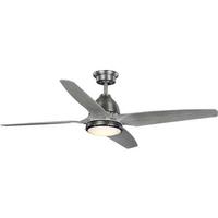 Progress Lighting 56" Antique Nickel 4 Grey Weathered Wood  Blade Indoor LED Ceiling Fan