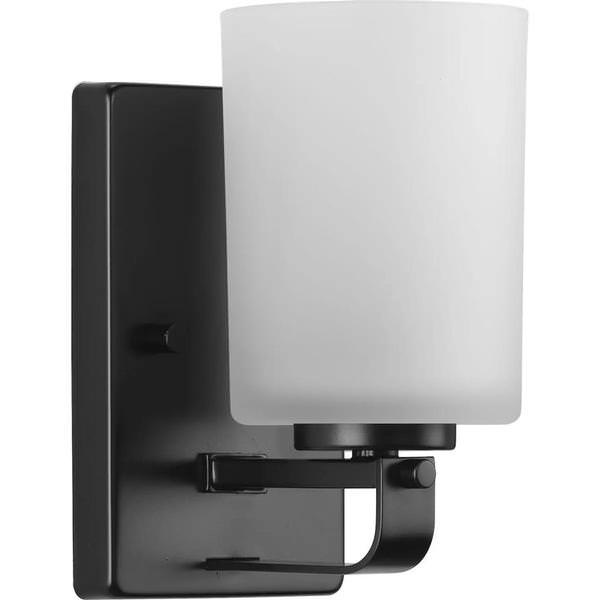 1 Light 120 volt Matte Black Vanity Etched Glass Light Fixture
