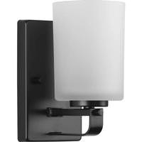 Progress Lighting 1 Light 120 volt Matte Black Vanity Etched Glass Light Fixture