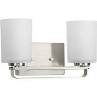 View 2 Light 120 volt Brushed Nickel Vanity Etched Glass Light Fixture
