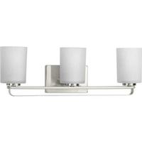 View 3 Light 120 volt Brushed Nickel Vanity Etched Glass Light Fixture