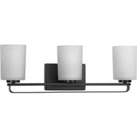 View 3 Light 120 volt Matte Black Vanity Etched Glass Light Fixture