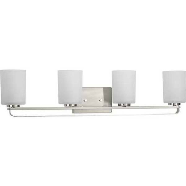 4 Light 120 volt Brushed Nickel Vanity Etched Glass Light Fixture