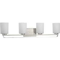 Progress Lighting 4 Light 120 volt Brushed Nickel Vanity Etched Glass Light Fixture