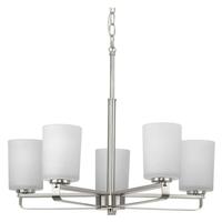 Progress Lighting 5 Light Brushed Nickel Etched Glass Shade Chandelier Light Fixture