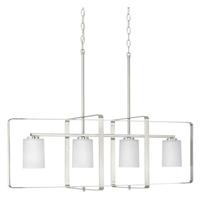 Progress Lighting 4 Light Brushed Nickel Clear Etched Shade Linear Chandelier Light Fixture