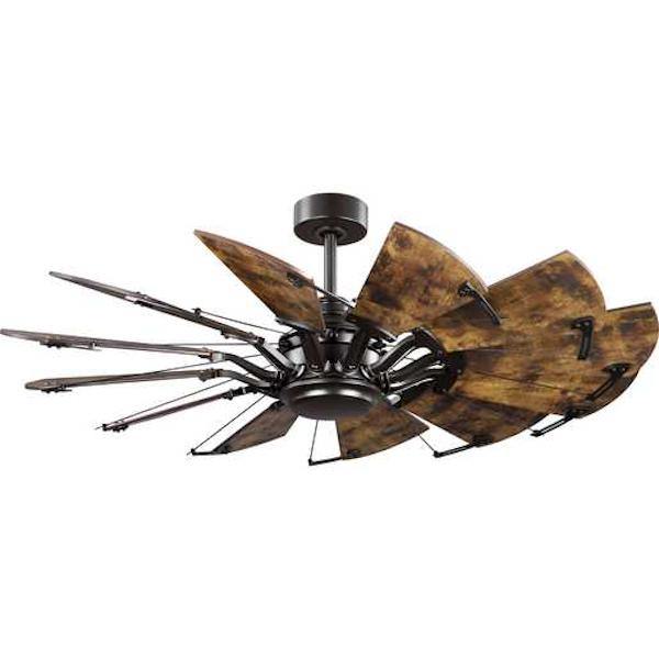 52" Bronze 12 Blade Remote Control Windmill Ceiling Fan