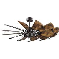 Progress Lighting 52" Bronze 12 Blade Remote Control Windmill Ceiling Fan