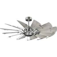 Progress Lighting 52" Antique Nickel 12 Blade Remote Control Windmill Ceiling Fan