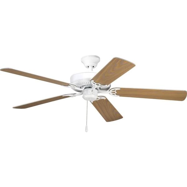 52" White Finish 5 White/Washed Oak Reversible Blade Ceiling Fan