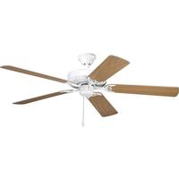 Progress Lighting 52" White Finish 5 White/Washed Oak Reversible Blade Ceiling Fan