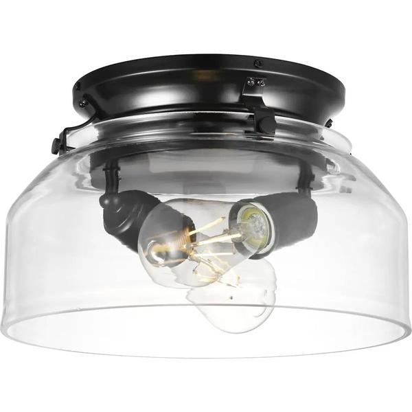 2 Light Matte Black Clear Glass Shade Springer Collection Light Kit