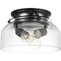 Progress Lighting 2 Light Matte Black Clear Glass Shade Springer Collection Light Kit
