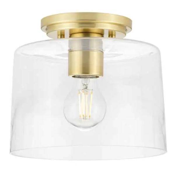1 Light 120 volt Satin Brass Clear Glass Bowl Ceiling Light Fixture