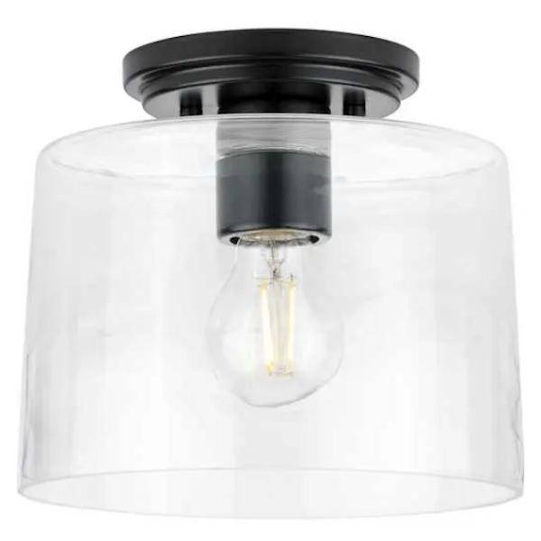 1 Light 120 volt Matte Black Clear Glass Bowl Ceiling Light Fixture 1 Light 120 volt Matte Black Clear Glass Bowl Ceiling Light Fixture