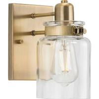 Progress Lighting 1 Light 120 volt Vintage Brass Vanity Clear Glass Light Fixture