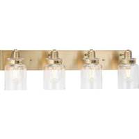 Progress Lighting 4 Light 120 volt Vintage Brass Vanity Clear Glass Light Fixture