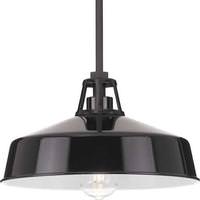 Progress Lighting 1 Light Black Semi-Flush Mount Cedar Springs Hanging Lantern Light Fixture