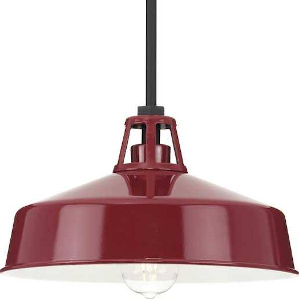 1 Light Red Semi-Flush Mount Cedar Springs Hanging Lantern Light Fixture