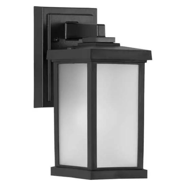 1 Light Textured Black with Frosted Acrylic Wall Light Fixture