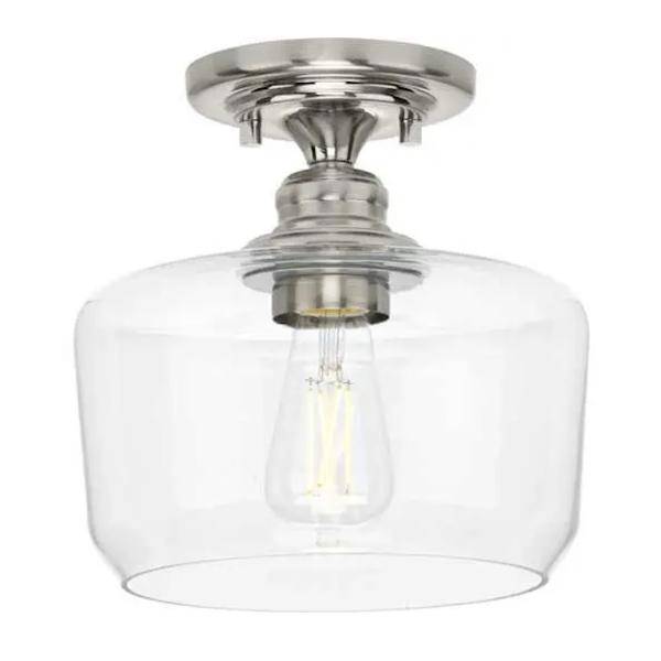 1 Light 120 volt Brushed Nickel Clear Glass Bowl Ceiling Light Fixture
