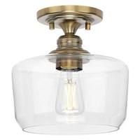 Progress Lighting 1 Light 120 volt Vintage Brass Clear Glass Bowl Ceiling Light Fixture