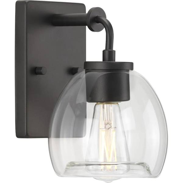 1 Light 120 volt Graphite Vanity Clear Glass Bell Light Fixture
