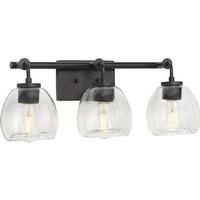 View 3 Light 120 volt Graphite Vanity Clear Glass Bell Light Fixture