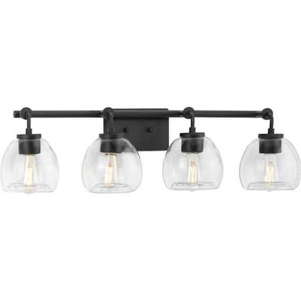 4 Light 120 volt Graphite Vanity Clear Glass Bell Light Fixture