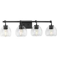 Progress Lighting 4 Light 120 volt Graphite Vanity Clear Glass Bell Light Fixture