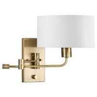 Progress Lighting 1 Light 120 volt Vintage Brass Vanity Linen Shade Swing Arm Light Fixture