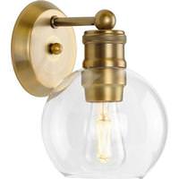 Progress Lighting 1 Light 120 volt Vintage Brass Vanity Clear Spherical Glass Light Fixture