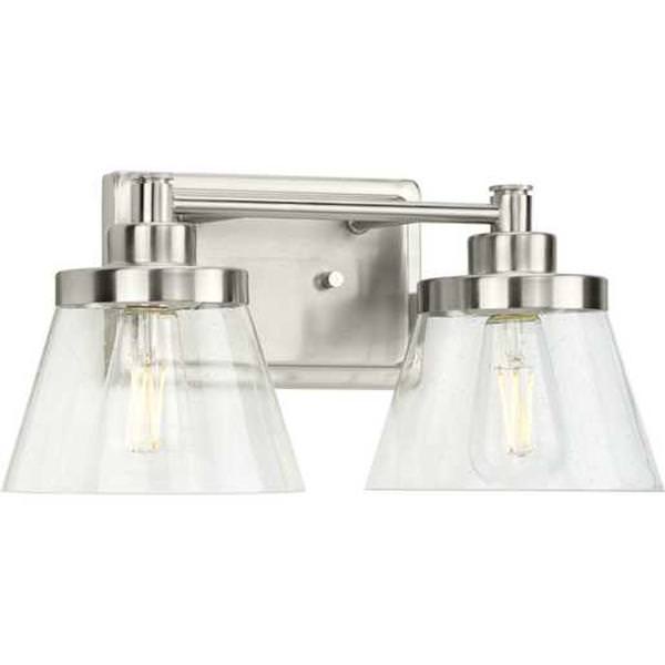 2 Light 120 volt Brushed Nickel Vanity Seeded Glass Light Fixture