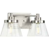 View 2 Light 120 volt Brushed Nickel Vanity Seeded Glass Light Fixture