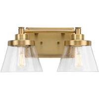 View 2 Light 120 volt Vintage Brass Vanity Seeded Glass Light Fixture