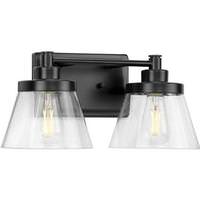 View 2 Light 120 volt Matte Black Vanity Seeded Glass Light Fixture
