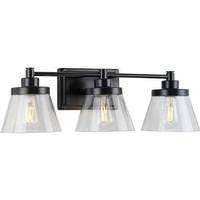 View 3 Light 120 volt Matte Black Vanity Seeded Glass Light Fixture