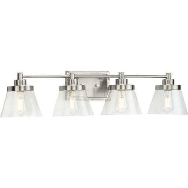 4 Light 120 volt Brushed Nickel Vanity Seeded Glass Light Fixture