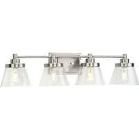 Progress Lighting 4 Light 120 volt Brushed Nickel Vanity Seeded Glass Light Fixture