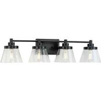 Progress Lighting 4 Light 120 volt Matte Black Vanity Seeded Glass Light Fixture