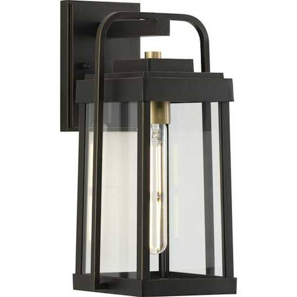1 Light Antique Bronze with Clear Glass Outdoor Wall Light Fixture