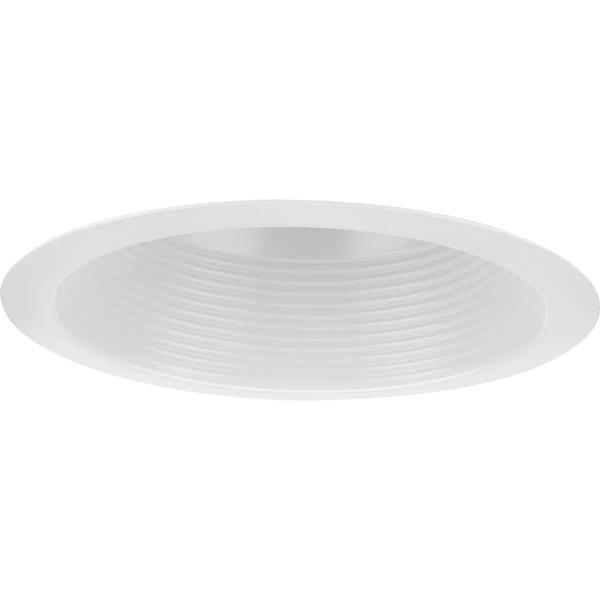 6" Satin White Shallow Recessed Step Baffle Round Trim