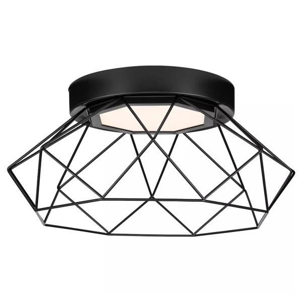 18" 30 watt 120 volt 3000K Matte Black Geodesic LED Light Fixture
