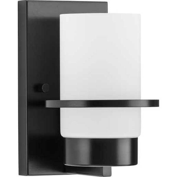 1 Light 120 volt Matte Black Vanity Etched Glass Light Fixture