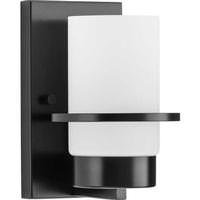 View 1 Light 120 volt Matte Black Vanity Etched Glass Light Fixture