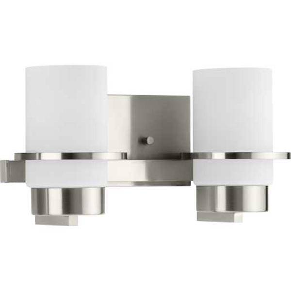 2 Light 120 volt Brushed Nickel Vanity Etched Glass Light Fixture